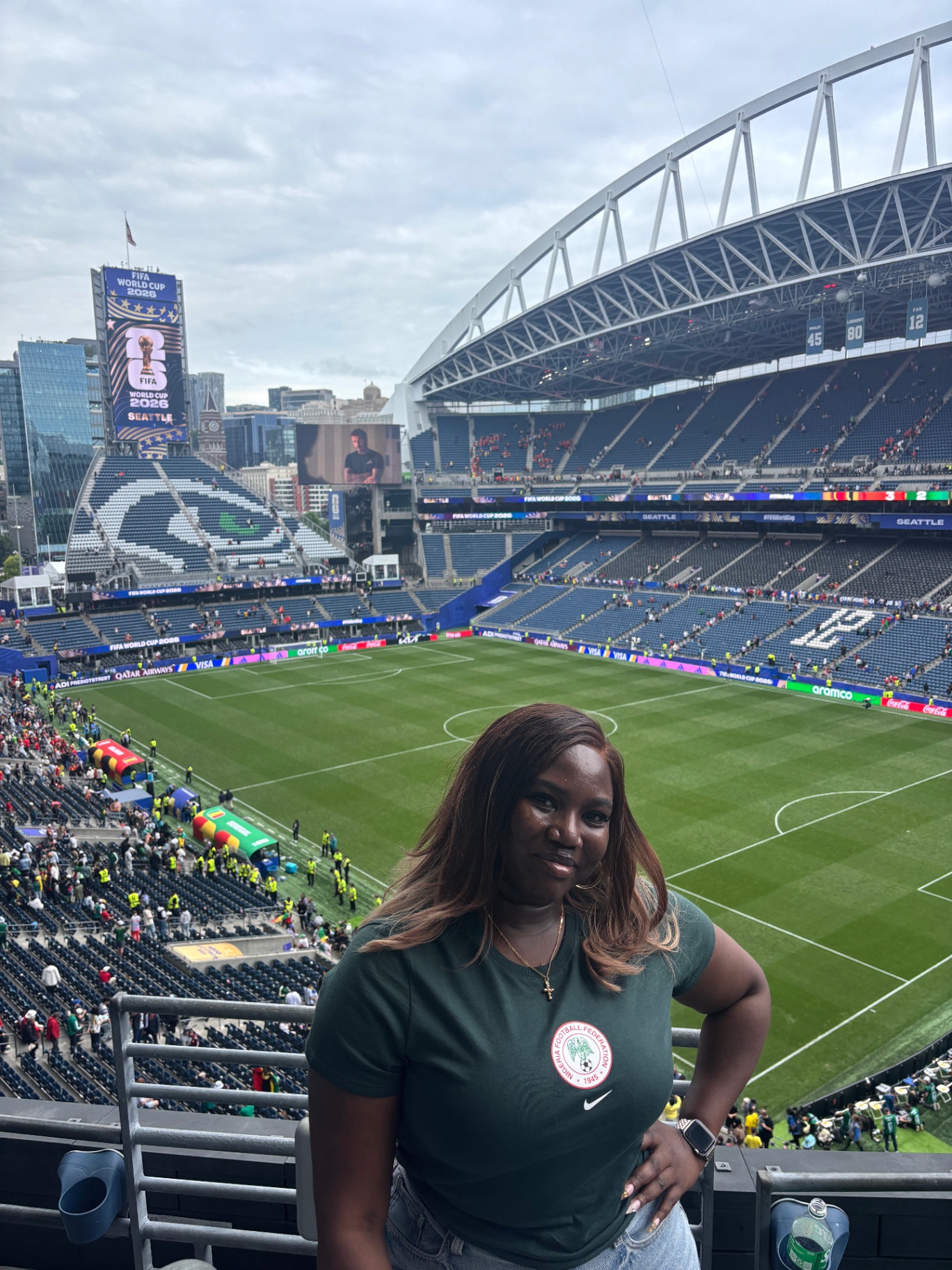 Oluseun Adesanya at the FIFA World Cup 2026 stadium in Seattle